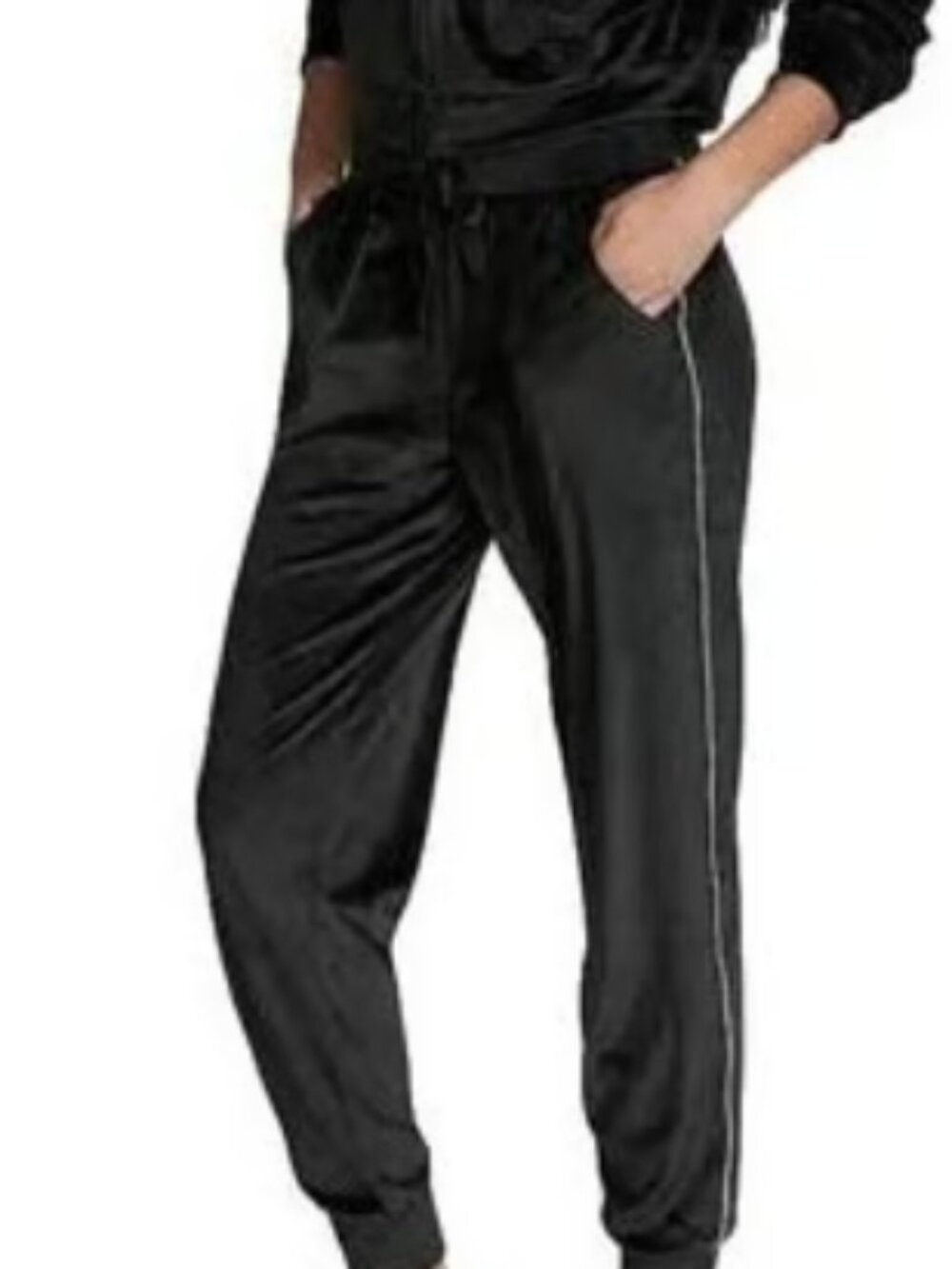 Victoria's Secret Velour Joggers Rhinestone Piping On Point Size Small NWT